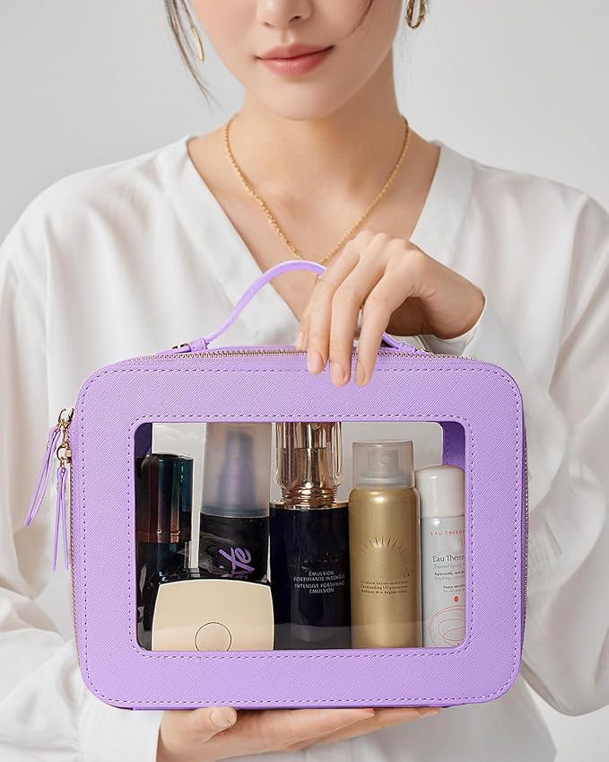 Travel Clear Makeup Bag Set, TSA Approved Cosmetic Bag Case with Zipper Portable Makeup Pouch Toiletry Bag Traveling Cosmetic Organizer Storage Bag Car Organizer Car Essentials - Image 2