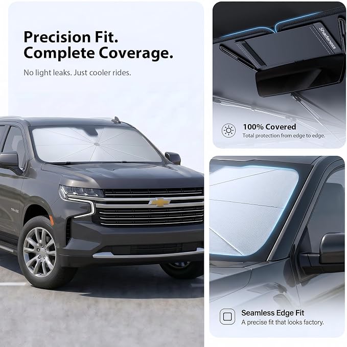 2026 Upgraded Windshield Sun Shade Umbrella for Chevrolet Colorado [Precision Custom Fit, Superior UV & Heat Block] Cooling Tech Fabric, Durable Foldable with Storage Bag, Fits 2004-2012, 2015-2026 - Image 6