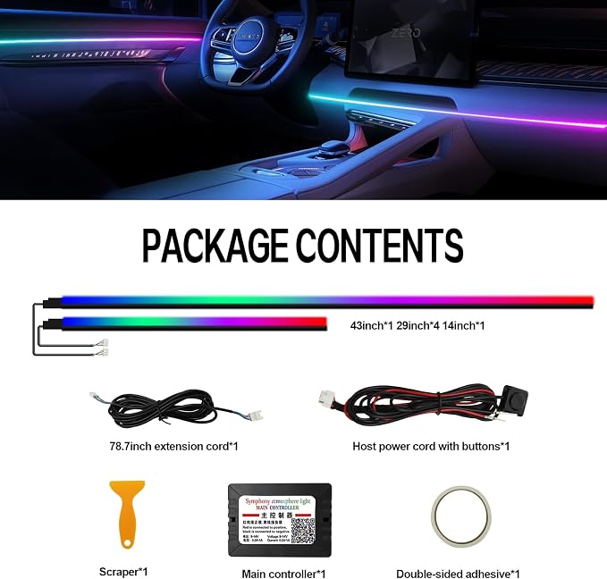 Dreamcolor Acrylic Interior Car Lights, WEBUPAR Car Accessories 2 in 1 Car LED Strip Lights with APP Control and 213 Modes, Car Center Console Fiber Optic Lights, RGB Neon Light Kits - Image 4