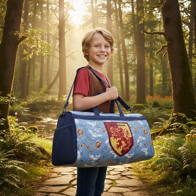 Harry Potter Gryffindor Kids Duffle Bag 16.5" – Travel & Sports Bag with Zipper Pocket, Mesh Sides & Strap - Image 4