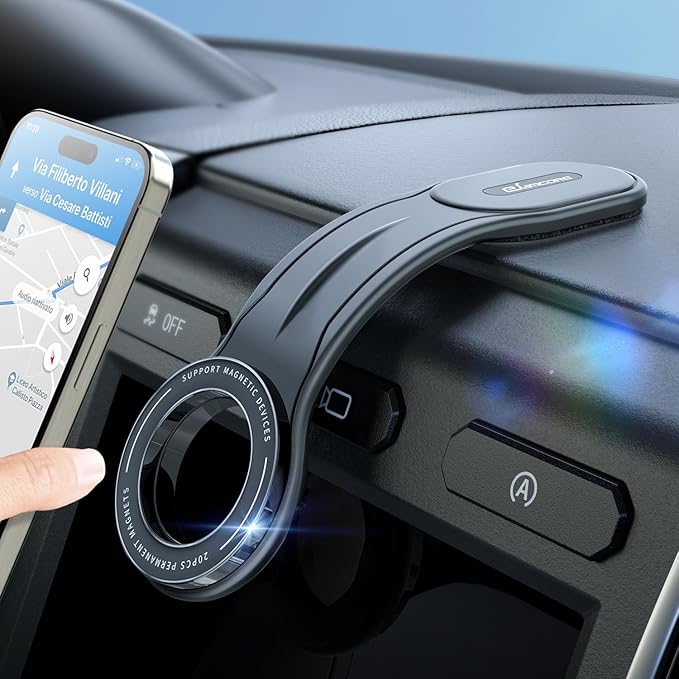 MagSafe Car Mount Detachable, Bendable Magnetic Phone Holder for Car | 8.5” Aluminum Arm, 20 Strong Magnets, 3M hook-and-loop, Dash, Fit iPhone 17 16 15 14 Pro Max Mini Mag Safe Accessories by eSamcore