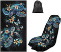 Boho Sea Turtle Car Seat Towel with Storage Bag Sweat Auto Seat Towel Cover Sea Turtle Flower Car Interior Accessories for Women Universal Non Slip Waterproof Protector for Beach Yoga Towels by YMPUDXFI