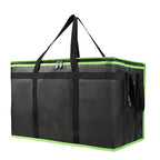 Bodaon 3-Pack Insulated Food Delivery Bag, XXX-Large Meal Grocery Tote Insulation Bag for Hot/Cold Food, Commercial Cooler/Thermal Bags, Large Capacity Reusable Warming Bag, Black with Green Edge by Bodaon