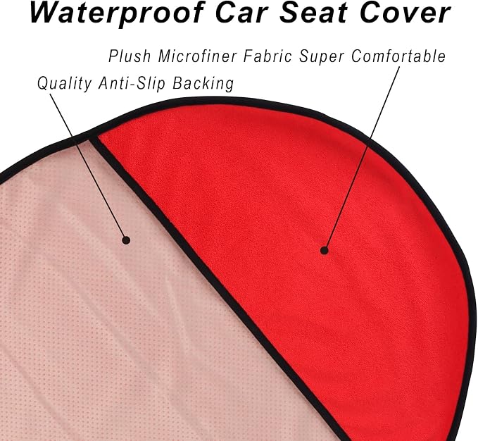 Car Seat Cover Protector Front Seats,for Gym Workout,Running,Swimming,Beach and Hiking,Waterproof Sweat Towel Bucket Seat Covers for Cars SUV Trucks (Red, 1Pcs) - Image 5