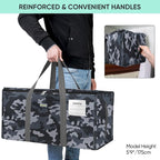 BALEINE Extra Large Storage Tote with Zippers & Carrying Handles, Heavy-Duty Oxford Fabric Moving Bags for Laundry, Space Saving, Storage, Grey Camouflage - Image 6