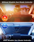 [2026 Upgrade] Weektic Windshield Sun Shade Umbrella [UPF50+ Crystal Nano Reflector] Protect Car from Sun Ray Damage, Umbrella Sun Shade for Car SUV Truck Keep Cool & Comfy, X-Large (64" L x 34" W) - Image 2