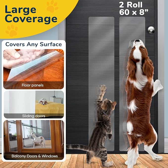 PROTECTO Door Protector from Dog Scratching w/Utility Knife - 2-Pack 60x8 | Door Scratch Protector for Dogs & Cats - Clear Dog Scratch Door Protector for Doors & Frames - No-Residue Door Guard - Image 6