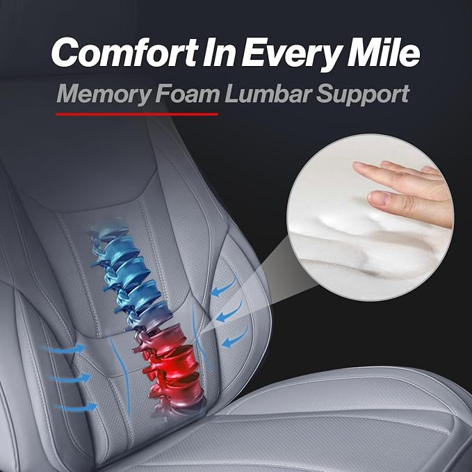 Coverland Custom SUV Car Seat Covers for 2015-2019 Subaru Outback | Premium Waterproof Faux Leather Non-Slip Memory Foam Airbag Compatible Custom Fit Interior Protector [Front Seat-Gray] - Image 3