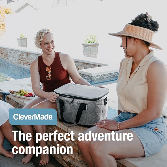 CleverMade Tahoe Collapsible Cooler Bag, Large Travel Cooler, Heather Gray | Keep Food and Drinks Cold Without Bulky Storage | The Leak-Resistant Liner Contains Meltwater, and the Frame Folds Flat - Image 6