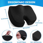 Seat Cushion, Office Chair Cushions, Car Seat Cushion, Non-Slip Sciatica & Back Coccyx Tailbone Pain Relief Chair Pad for Computer Desk, Wheelchair, Driving (Black, X-Large) | for Car Seat, Airplane, Desk Chair - Sciatica & Hip & Coccyx Pain Relief Cus... - Image 2