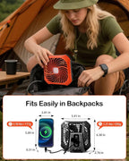 Odoland Portable Camping Fan with LED Lantern, 40H Rechargeable Battery Fan | Quiet Tent Fan with Hanging Hook for RV Car Beach Outdoor Hurricane Emergency Outages, 4-Speed Wind & 3-Color Light - Image 4