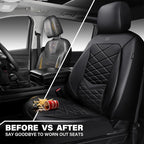 CAR PASS Luxury Nappa Leather Front Seat Covers, Waterproof 3D Foam Seat Covers with Lumbar Support, Breathable Auto Seat Cover Airbag Compatible Universal Fit for Sedan SUV Van Truck, All Black - Image 6