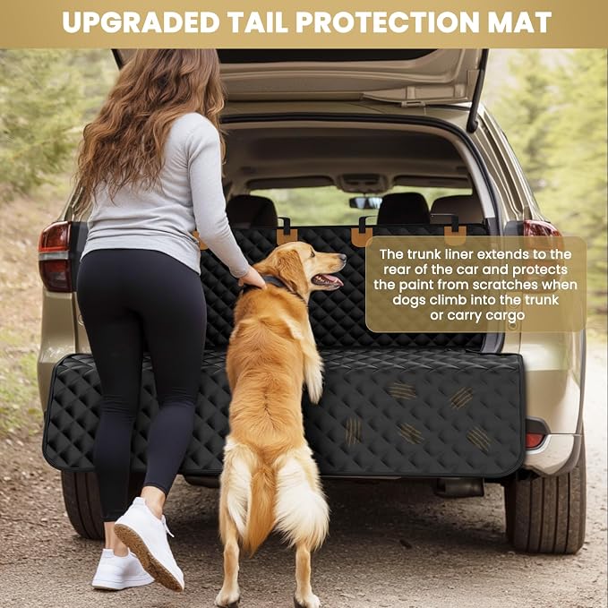 BONTHEE Waterproof SUV Dog Cargo Liner Mat - Heavy Duty Pet Seat Cover for SUV Sedan Van, Non-Slip Back Trunk Protector with Bumper Guard, Large Universal Fit (Black) - Image 4