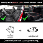 HKZ Custom Fit Civic Seat Covers for Honda Civic 2016 2017 2018 2019 2020 2021 Hatchback EX,Sport Touring,EX-L - 5-Seats Leather Full Set,Black - Image 2