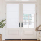 NICETOWN Pure White Magetic Blackout Roman Shade, No Drill Door Blinds | Thermal Insulated, Privacy Shades for Bedroom, No Tools Roll Shade, French Front Door Window Cover, 35 x 64 inches Long by NICETOWN