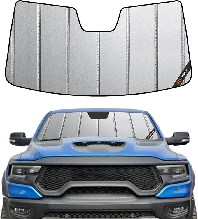 Pigenius Windshield Sun Shade for Ram 1500 2019-2024 with 5 inch Wide Sensor Front Window Sunshade - Safeguard by Pigenius