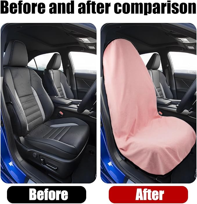 Mandark Waterproof Towel Car Seat Cover, Sweatproof Non Slip Bucket Carseat, Machine Washable Vehicle Bucket Frontseat Protector Accessories, Universal for SUV, Sedan, Truck(Pink) - Image 4