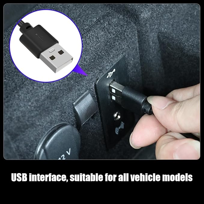Car Interior LED Lights, 4 in 1 USB Port Automotive Ambient Neon Light Kit, Vehicle Center Console Dashboard Strip Lamps Decoration Accessories, Universal for SUV Truck Sedan (Blue) - Image 4