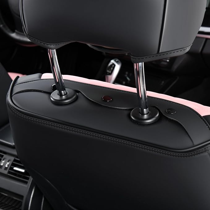 Automotive Seat Covers for Cars Front Seats, Leather Car Seat Covers Waterproof Pink & Black Seat Covers 2 Pack, Universal Seat Protector for Most Cars Trucks SUV - Image 5