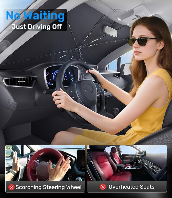 Zanch Upgrade Windshield Sun Shade, Custom Fit for Ford F150 2015-2025 [Titanium-Silver Reflective Coating] Blocks 99% UV & Heat, Sunshade Umbrella for F150 2015 ... 2022 2023 2024 2025 - Image 9