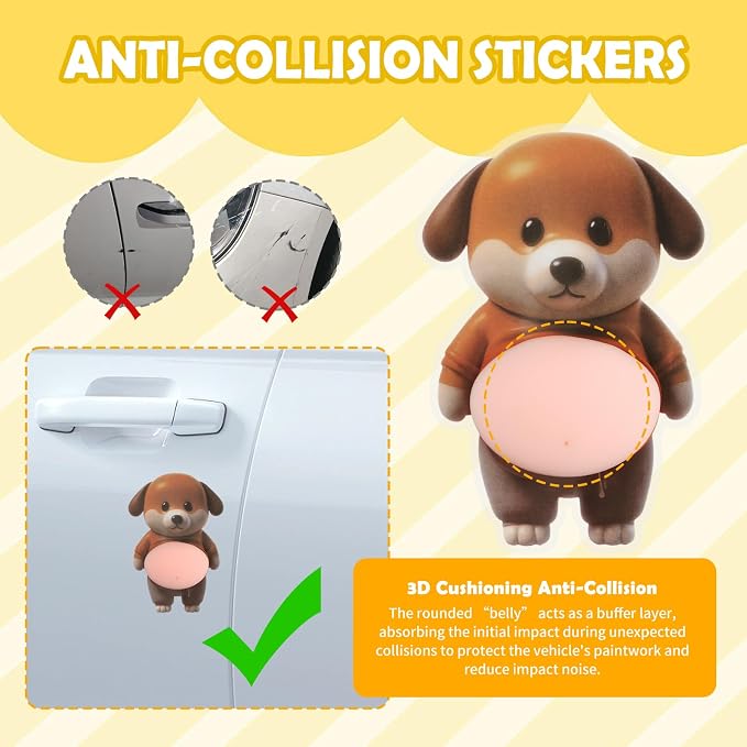 3D Corgi & Dog Belly Car Stickers,Soft Car Door Edge Guards for Avoiding Collisions and Cars Decorations,Self-Adhesive Cute Automotive Decals as Cars Door Edge Protector - Image 4