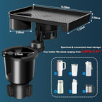 JPart Car Cup Holder Tray, Cup Holder Expander, 2 in 1 Detachable Car Food Tray with 360°Rotation Tray for Eating, Storage and Travel Road Essentials, Black - Image 3
