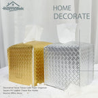 HOMOTEK 2 Pack Tissue Box Cover, Square PU Leather Tissue Holder, Decorative Facial Tissue Cube Paper Organizer Dispenser for Bathroom, Night Stands, Desk, Car 5X5X5'' - Woven Waffle, Silver - Image 6