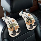 Blusabaca 2PCS Car Seat Headrest Hooks, Purses Bags Holder, Boho Leaves | PU Leather, Double Metal Back Storage Hangers for Grocery Bags Handbags Bottles Coats Phones, Car Accessories Organization by Blusabaca