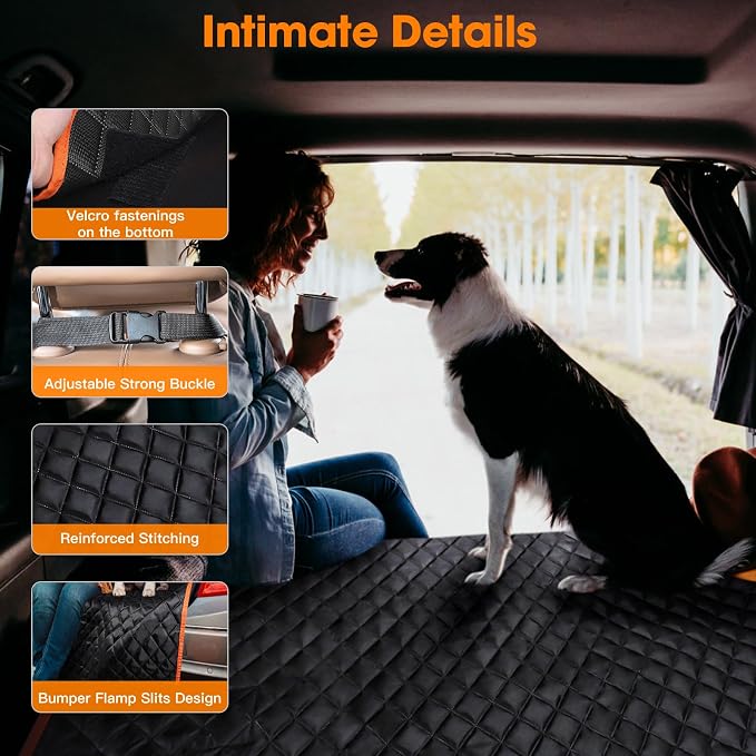 MIXJOY SUV Cargo Liner for Dogs, Waterproof Cargo Liner for SUV, Pet Dog Cargo Cover Mat with Bumper Flap Protector, Nonslip Car Trunk Mat for Sedans Vans, Universal Fit (90" L x 55" W) - Image 5