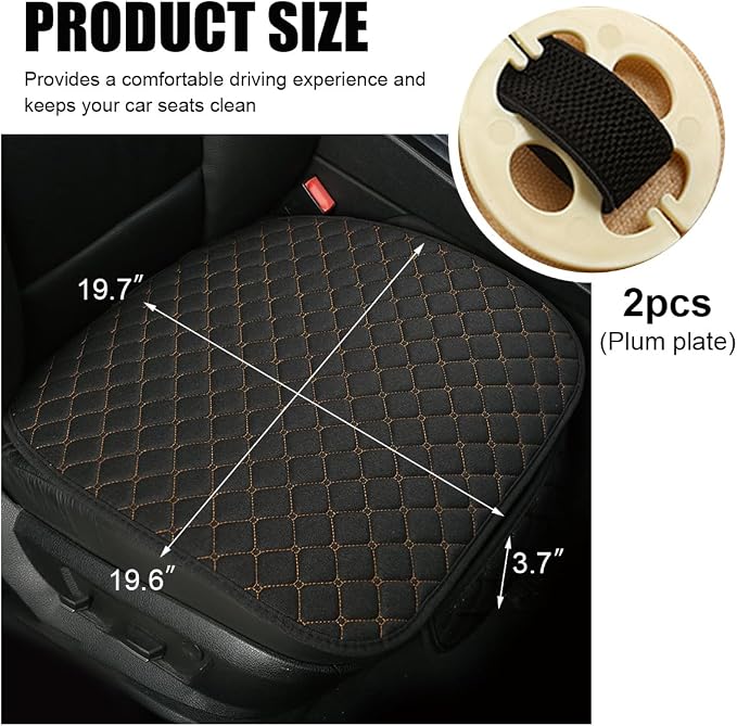 povtii Car Seat Bottom Cover Pad, Breathable Auto Front Seat Protector with Storage Pocket, Comfortable Seat Bottom Cushion Mat for Most Vehicle, Universal Interior Car Accessories (Black+Golden) - Image 2