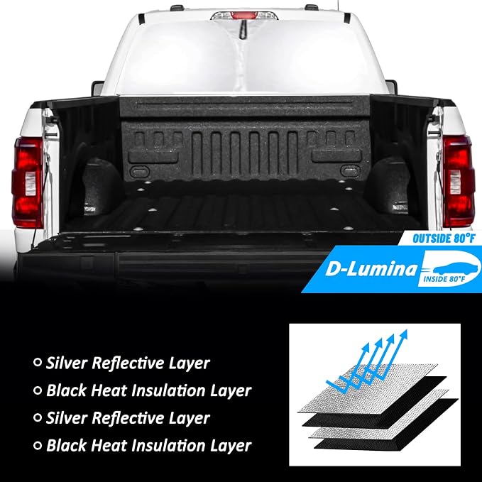 D-Lumina Rear Tailgate Window Sun Shade for 2015-2025 Fo-rd F150 F250 F350 Accessories, Window Sunshade Sun Visor Protector Block UV Rays Heat (Not for Sliding Window), Foldable 2 Layers 210T Material - Image 6