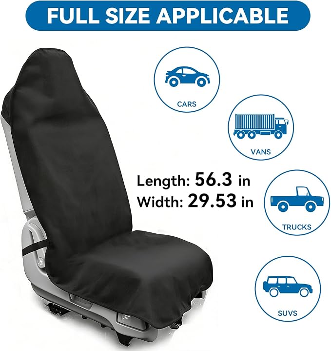 Waterproof Towel Car Seat Cover - Sweat-Wicking Post-Workout Seat Protector for Athletes, Gym, Yoga, Beach - Non-Slip, Machine Washable, Universal Fit Front Seat Mat - Image 7