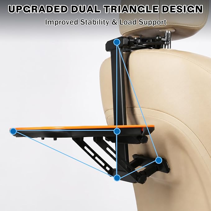 Large Car Tray Table for Back Seat with Adjustable Height | Foldable Car Desk for Laptop , Hidden Cup Holder & Phone Holder, Heavy Duty Travel Food Tray for Eating Working Road Trips - Image 7