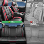 Fit Ariya Car Seat Covers for Nissan Ariya 2023 2024 2025 2026 -Upgraded Premium Waterproof & Breathable Leather,Airbag Compatible,All-Weather Seat Cushion Protector,Full Set,Black-Red - Image 4