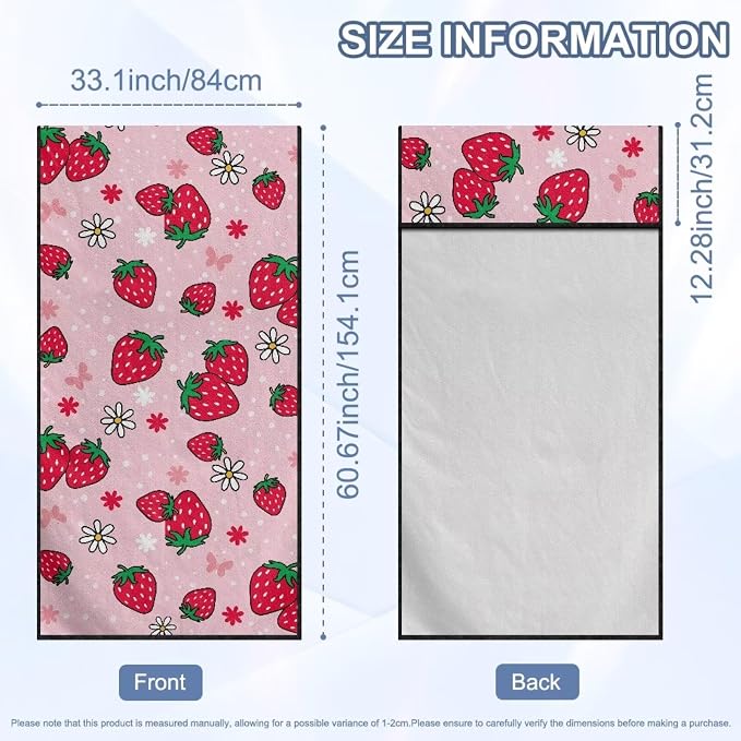 SEANATIVE Sports Towel Seat Covers for Cars - Quick-Dry Sweat Towels for Gym, Hiking & Beach with Anti-Scratch Design (Machine Washable, Universal Fit), Red Strawberry Pattern - Image 7