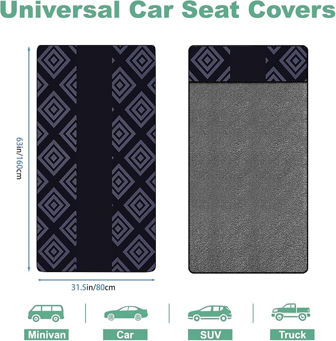 Premium Car Seat Cover Towel, Microfiber Car Seat Towel Cover, Quick-Dry Gym Running Yoga Beach Towel for Car Seat, Fits Most Front Bucket Seats for Cars, SUVs, Vans & Trucks (Diamond Black) - Image 7