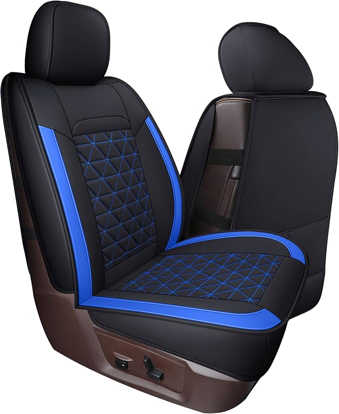 Coverado RAM Seat Cover Full Set, Leather Seat Covers Fit for Dodge RAM 1500, Truck Seat Covers Custom Fit for 2002-2026 Dodge RAM 1500 2500 3500 Crew Quad Cab with Curved Bench, Blue - Image 8