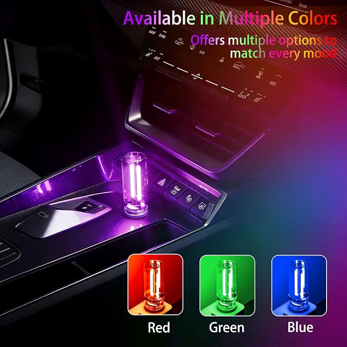 4 PCS USB Night Light Bulb,Touch Dimmable Retro Car Interior Ambient Light | Portable Glass Bottle Design Chubby Glow Light for Car, Truck, Bedroom, 4 Colors Red Blue Green Purple - Image 7