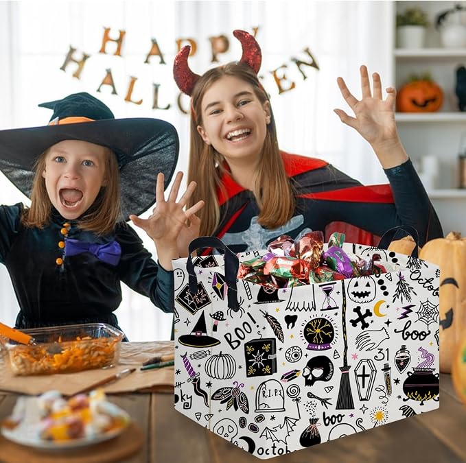 Halloween Ghost thriller basket,Empty Halloween basket,Horror and thriller decor,Trick or Treat Box for Boys and Girls,Horror decor(Magic Halloween) - Image 2