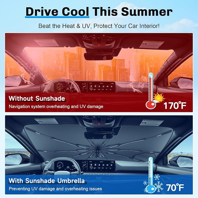 SXCY for 2025 2026 Kia K4 Windshield Umbrella Sunshade [Easier Foldable] for 2025 2026 Kia K4 Accessories 2026 K4 Sunshade Umbrella for 2026 K4 Windshield Sun Shade Umbrella - Image 5