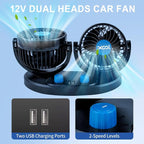 XOOL Car Fan – Car Cooling Fan with 2 USB Charging Ports, Quiet Strong Airflow, Cigarette Lighter Plug, Fan for Car, Vehicles, RVs, and SUVs - Image 5