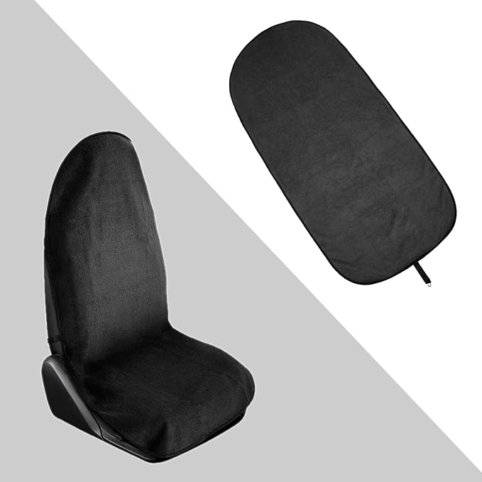Waterproof Towel Car Seat Cover, Sweatproof Non Slip Towel Carseat Cover, Machine Washable Vehicle Bucket Frontseat Protector Accessories, Universal for SUV, Sedan, Truck (Black) by Unknown