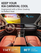 Proadsy Custom Fit 2022-2026 Kia Carnival Windshield Sun Shade, Blocks Heat | 240T Heat Shield, Drops Temp 54°F, Blocks 99% UV, Prevents Dashboard Cracking, Summer Parking & Beach Trips, Easy Twist-Fold - Image 2