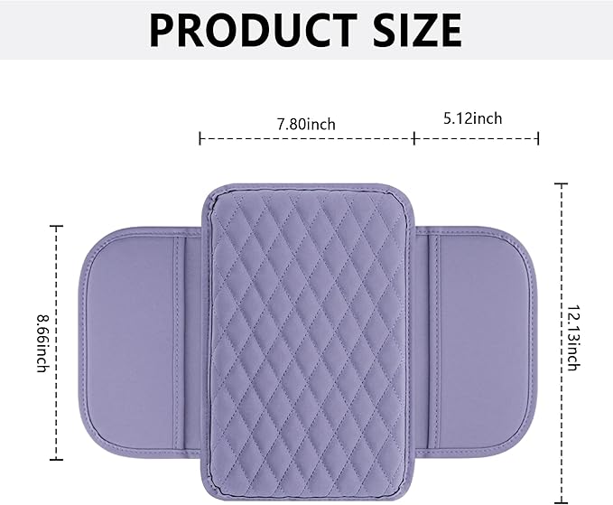 Stacool Upgraded Car Center Console Cover,Microfiber Leather Car Armrest Cover Cushion with 2 Storage Bags,Universal Car Armrest Storage Box (Purple) - Image 2