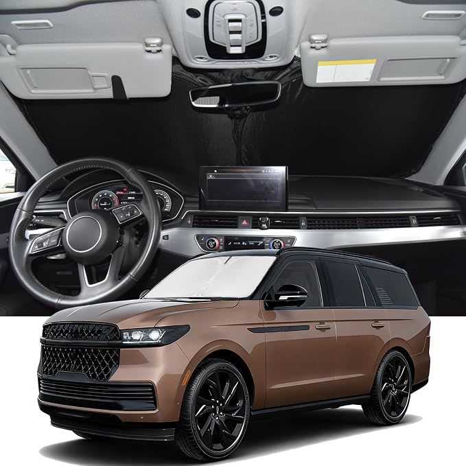 Windshield Sunshade for Lincoln Navigator 2025 2026 Sun Shade 4 Layers | Car Windshield Accessories Upgrade Blocks UV Rays Custom Fit Navigator 240T Car Window Shades Front Windshield Keep Cool by ZOIBVCARSUNSHADE