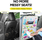 kids Leather Car Backseat Organizer with Foldable Table Tray, Car Storage Organizer with Tablet Holder, Car Seat Back Protectors Kick Mats, Travel Accessories (Dinosaur) - Image 6