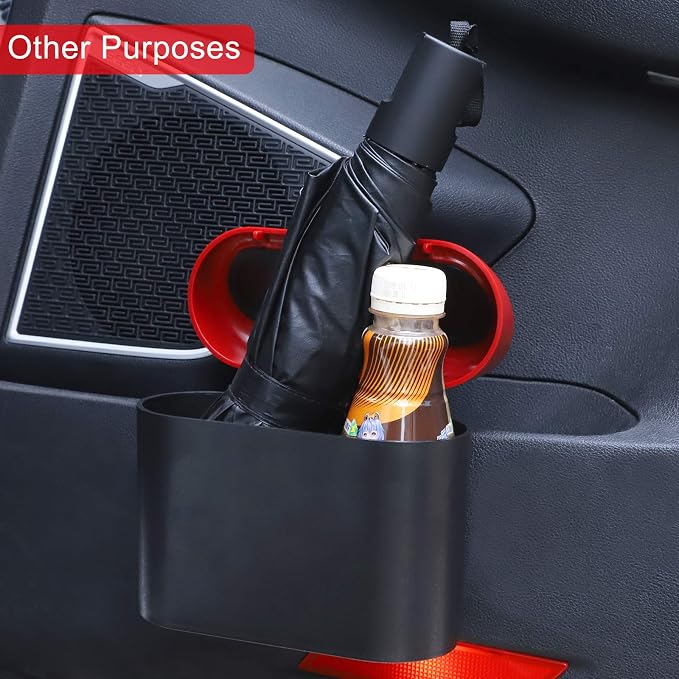 Accmor Car Trash Can with Lid, Mini Vehicle Dustbin Garbage Organizer Bin Holder, Portable Hanging Wastebasket Container for Auto, Home, Office (Red) - Image 6