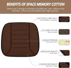 MYFAMIREA Car Seat Cushion Pad 1.2" Thick Comfort Protector for Car Driver Seat Office Chair Home Use Memory Foam Cushion with Non Slip Bottom, 20'' x 18.5'', Coffee - Image 2