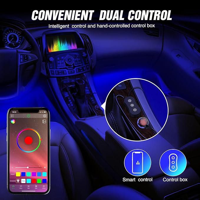 Nilight Car Interior Lights with APP Control 16 Million RGB Colors Strip Lights with Music Sync Mode and Multiple Scene Options for Cars Trucks SUVs - Image 6