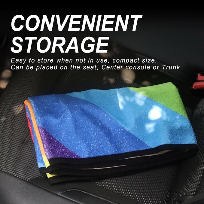 Sweat Towel Car Seat Cover Protector Front Seats for Gym Workout, Running, Swimming, Beach and Hiking, Waterproof Universal Seat Cover for Car, Trucks, Van & SUV (1, Rainbow, Front) - Image 5